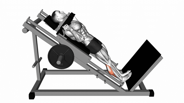Calf raise on hack squat machine