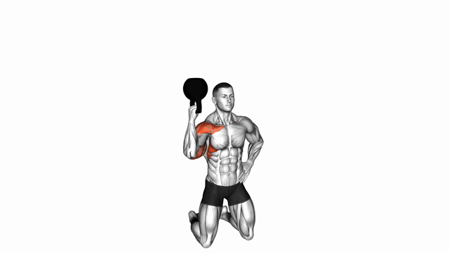 Kettlebell kneeling one arm shoulder press